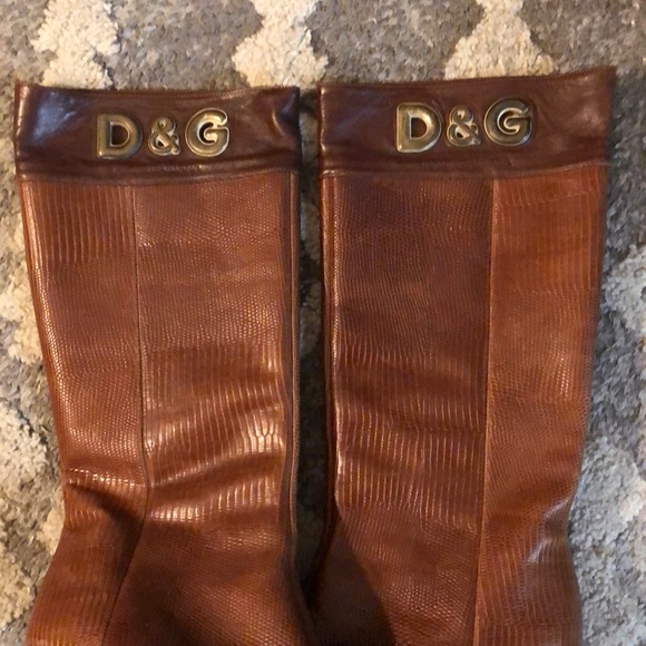 D&G Tall Brown Leather heeled boots - Picture 3 of 10